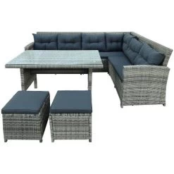 6pc Outdoor Set With Sectional & Glass Table - Gray - WELLFOR 32 6pc Outdoor Set With Sectional & Glass Table - Gray - WELLFOR -Outdoor Furniture Store GUEST fc75d308 f8a7 4d1a 9397 25857d8bd98d