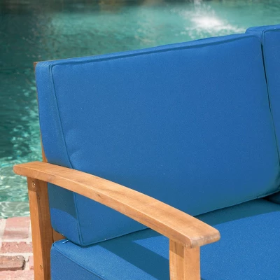 Perla 6pc Acacia Wood Patio Chat Set - Blue - Christopher Knight Home 5 Perla 6pc Acacia Wood Patio Chat Set - Blue - Christopher Knight Home - Image 3