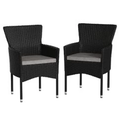 Merrick Lane Patio Chairs With Fade And Weather Resistant Wicker Wrapped Powder Coated Steel Frames & Cushions-Set Of 2 -Outdoor Furniture Store GUEST fc902bb4 79b2 495c a966 863d46707d56