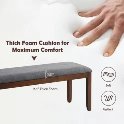 Costway Dining Bench Upholstered Entryway Bench Footstool Kitchen W/ Wood Legs -Outdoor Furniture Store GUEST fcdb28d4 ecf9 4aaa aa5b 292acf81b1c5