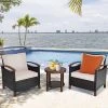 Costway 3PCS Patio Wicker Sofa Set Acacia Wood Frame With Beige &Turquoise Cushion Covers -Outdoor Furniture Store GUEST fd5337d8 12f9 472c a7ed 74b9414a19db