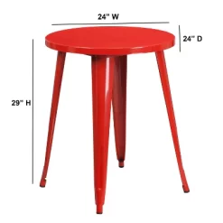 Emma And Oliver Commercial Grade 24" Round Colorful Metal Indoor-Outdoor Dining Table