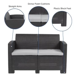 Flash Furniture Faux Rattan Loveseat With All-Weather Cushions -Outdoor Furniture Store GUEST fd91ebc4 7ce8 4b97 9fb9 8d2ac9ed19ca