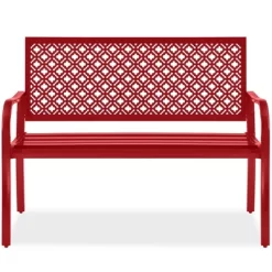 Best Choice Products Indoor Outdoor Steel Garden Bench W/ Geometric Backrest, Foot Levelers -Outdoor Furniture Store GUEST fdbf4836 d29f 43c7 b7e2 c543b69a83b1