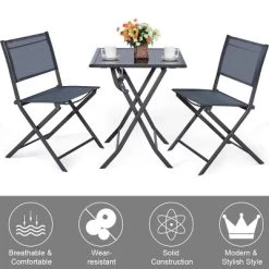 Costway 3PCS Bistro Set Garden Backyard Table Chairs Outdoor Patio Furniture Folding -Outdoor Furniture Store GUEST fdfac00e 6de1 4883 8c3b da4b4c4f1771