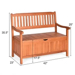 Costway 42'' Storage Bench Deck Box Solid Wood Seating Container Tools Toys W/Backrest 14 Costway 42'' Storage Bench Deck Box Solid Wood Seating Container Tools Toys W/Backrest -Outdoor Furniture Store GUEST fe581b08 a71b 4c1c 9d55 211d1895556f