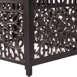 5pc Outdoor Dining Set With 48" Rectangle Fire Table, Deep Seating Swivel Rocking Chairs, Wind Blocker Lid & Fabric Covers - Oakland Living -Outdoor Furniture Store GUEST fe6bf3d4 ec6a 43e8 9000 8aa3a927b2c1 2