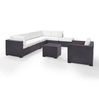 Biscayne 6pc Outdoor Wicker Sectional Set - White - Crosley 7 Biscayne 6pc Outdoor Wicker Sectional Set - White - Crosley - Image 5