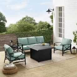 Kaplan 5pc Outdoor Sofa Set With Fire Table - Mist - Crosley -Outdoor Furniture Store GUEST fec4d3f7 b704 4af8 acea b981111697fd