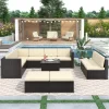 9pc Wicker Patio Sectional Seating Set With Cushions - Beige - GODEER -Outdoor Furniture Store GUEST fee5604c 152e 4b6b 930d 07e3592f57f4