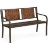 Costway Patio Garden Bench Steel Frame Rattan Backrest Park Yard Outdoor Porch Furniture -Outdoor Furniture Store GUEST ff45758e 7a72 463f a26f e063a11e3b02