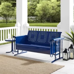 Bates Outdoor Metal Sofa Glider - Navy - Crosley