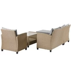 4pc Wicker Patio Conversation Set With Cushions - Beige/Brown - GODEER -Outdoor Furniture Store GUEST ff54e16c 588a 4876 a222 02f8569f3e90