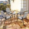 Costway 6PCS Patio Dining Set Stackable Chairs Cushioned Glass Table W/Umbrella -Outdoor Furniture Store GUEST ff77d576 d74a 4956 86a2 916a73fcfe39