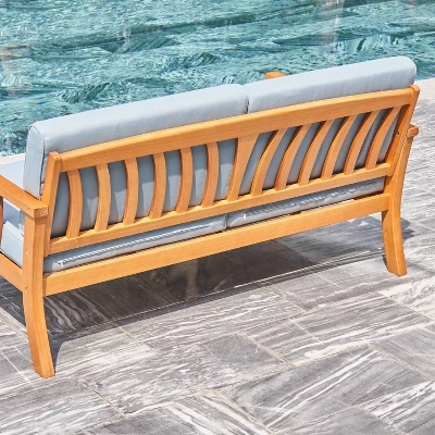 Kapalua Honey Nautical Eucalyptus Wooden Outdoor Sofa Bench With Cushion - Vifah 5 Kapalua Honey Nautical Eucalyptus Wooden Outdoor Sofa Bench With Cushion - Vifah - Image 3