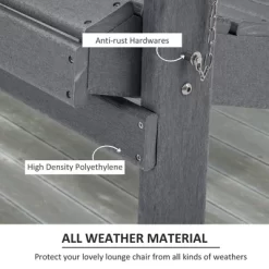 Outsunny 3 Piece Adirondack Chair Set Of 2, HDPE Folding Fire Pit Chairs And Patio Table, Outdoor Furniture With Slatted Seat, Dark Gray -Outdoor Furniture Store GUEST ffef60b4 2edb 4c33 8afb f8fceef8b96a